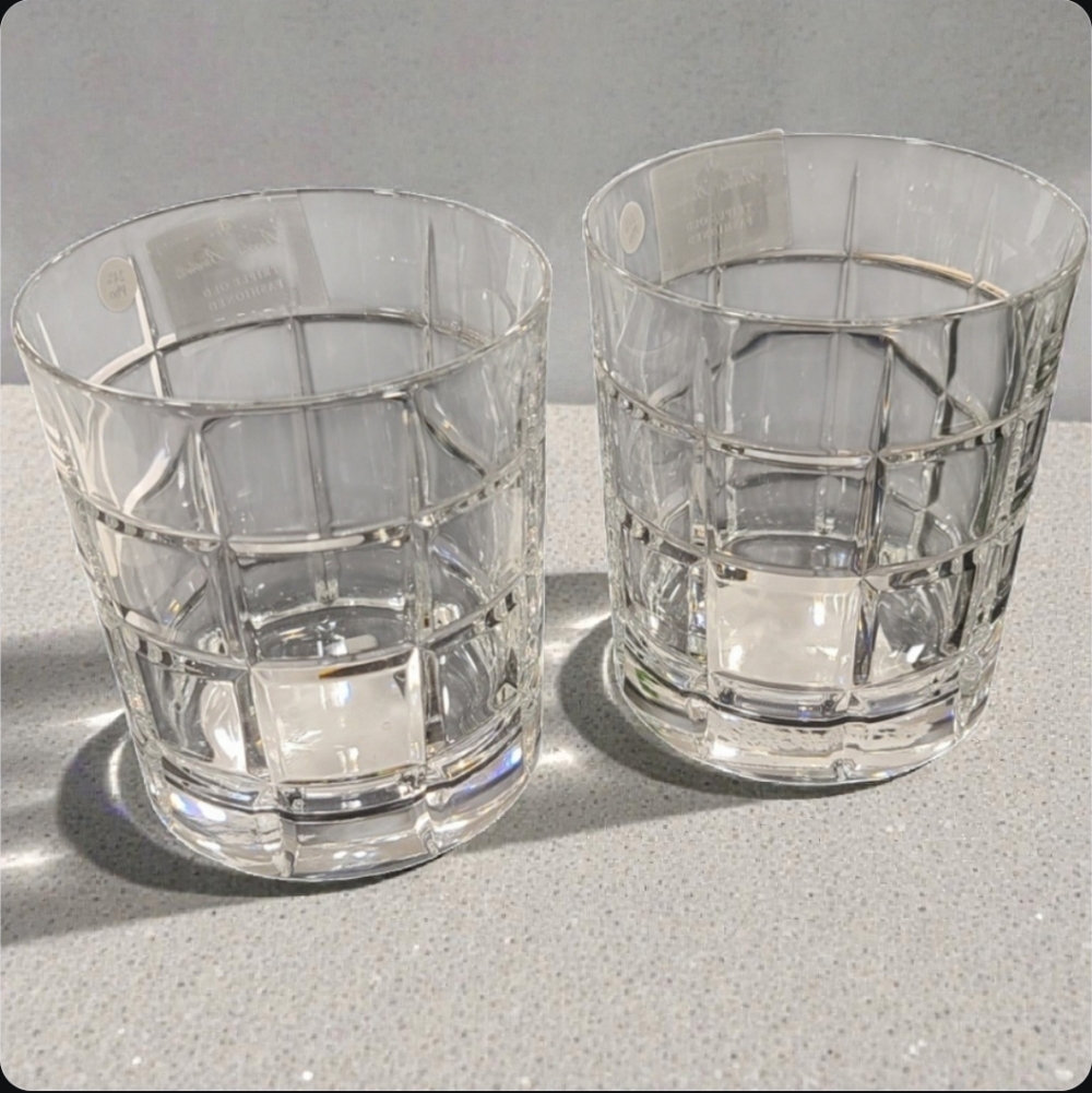 2 Brooks Brothers Triple Old Fashioned Euro Crystal Whiskey Bar Glasses Czech - Picture 4 of 5